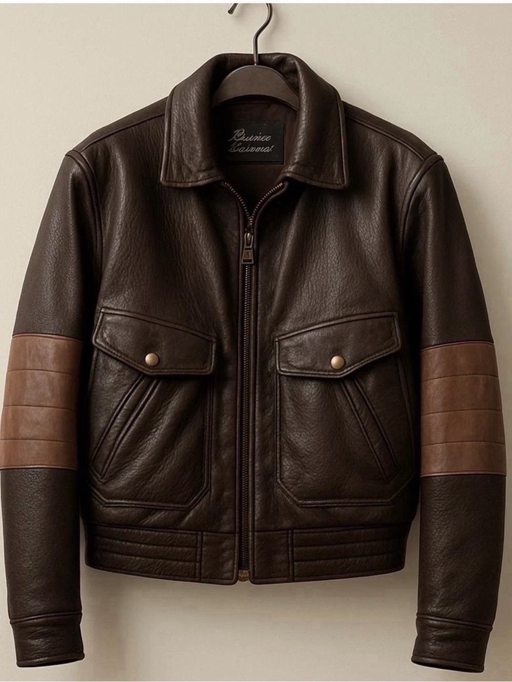 BRUNO Giovanni Lambskin Bomber-Biker Jacket